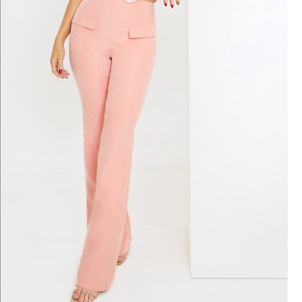 PLT Pink Peach skin pocket flared pants